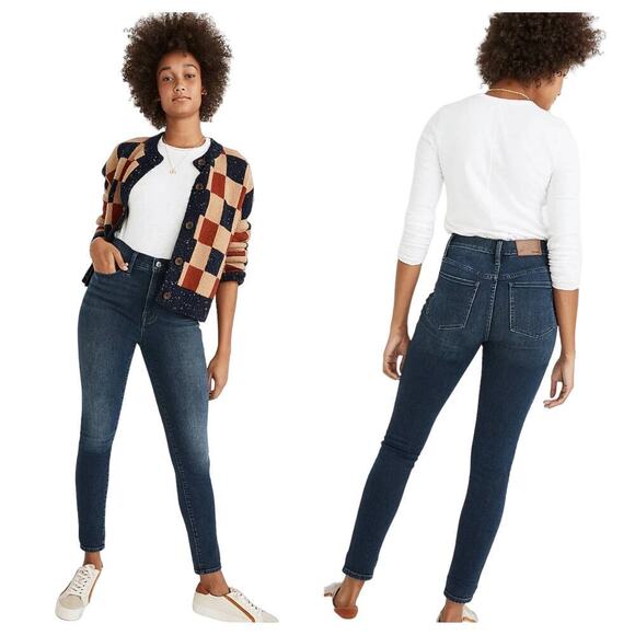 Madewell Jeans 9" Mid Wash Skinny Stretch Denim Pants Millis Dark Wash Blue 25 - Picture 1 of 8